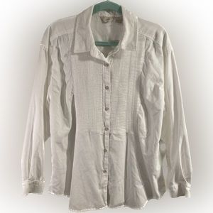 J. Jill Corduroy White Long Sleeved Shirt Size Large